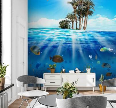 Decorazione murale sotto il mare e sul mare