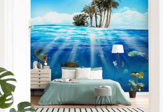 Decorazione murale sotto il mare e sul mare