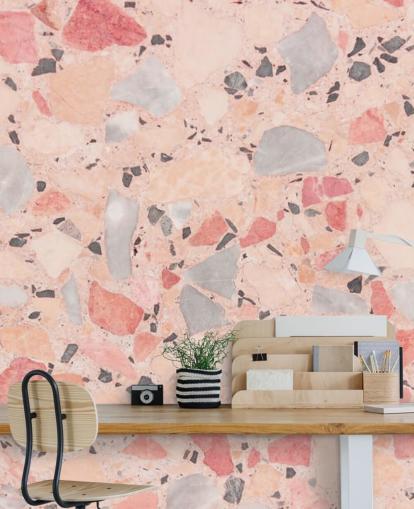 Pastell Rosa, Blå og Hvit Terrazzo Bakgrunn Pastell Rosa, Blå og Hvit Terrazzo Bakgrunn