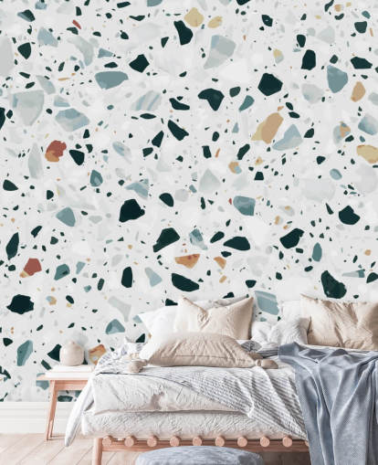 Brun, svart og blå flekkete Terrazzo Bakgrunn Brun, svart og blå flekkete Terrazzo Bakgrunn