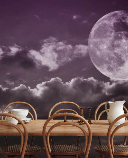 Mural de céu roxo e lua cinzenta Mural de céu roxo e lua cinzenta