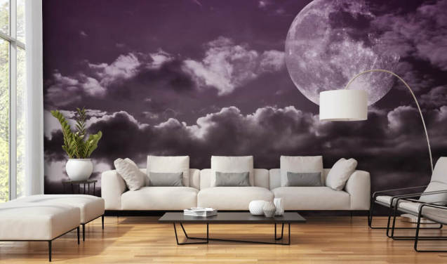 Mural Cielos morados y Luna gris