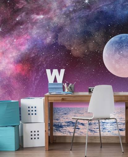 Purple Skies, Moon and Stars Wallpaper Purple Skies, Moon and Stars Wallpaper