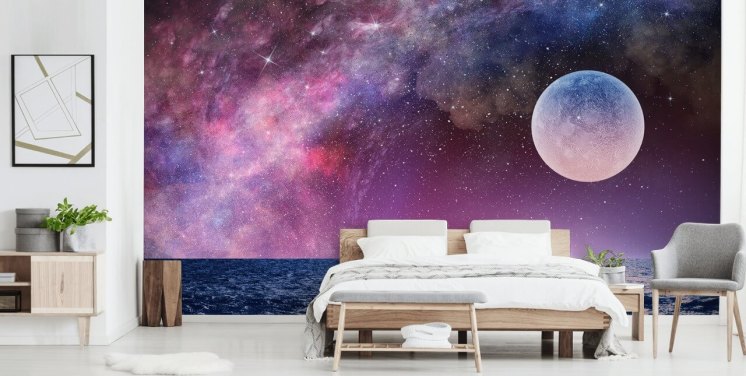 Fondo de Pantalla de Cielos, Luna y Estrellas Morados