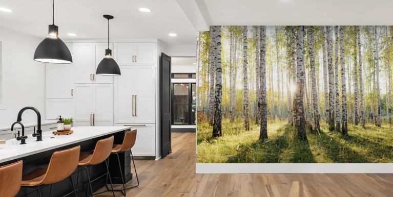 birch logs texture Wall Mural