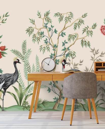 chinoiserie puita ja lintuja pastelli vaaleanpunainen tausta taustakuva chinoiserie puita ja lintuja pastelli vaaleanpunainen tausta taustakuva