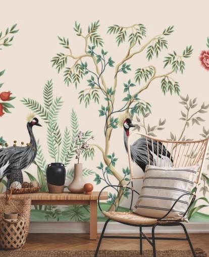 chinoiserie puita ja lintuja pastelli vaaleanpunainen tausta taustakuva chinoiserie puita ja lintuja pastelli vaaleanpunainen tausta taustakuva