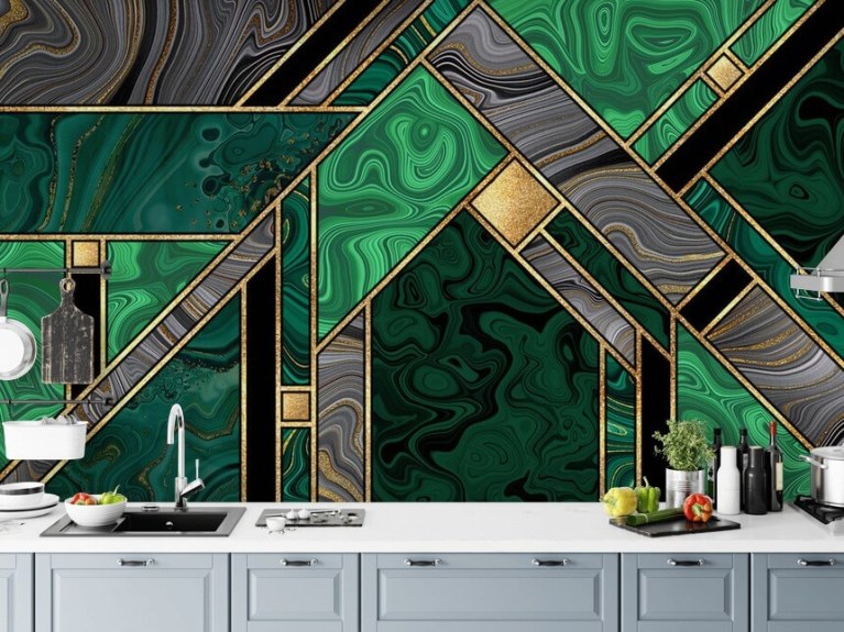 Leonardo Wallpaper in Green Marble