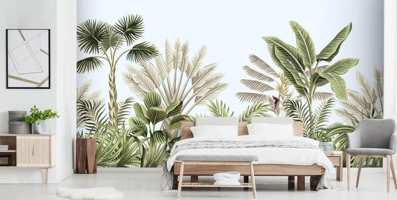 fond d'écran d'arbres illustrés forêt tropicale