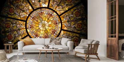 Premium Photo  A colorful stained glass wallpaper that is made by the  company of the company