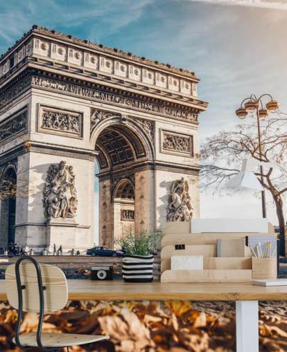 Triumfbågen på en solig dag Bakgrund Triumfbågen på en solig dag Bakgrund