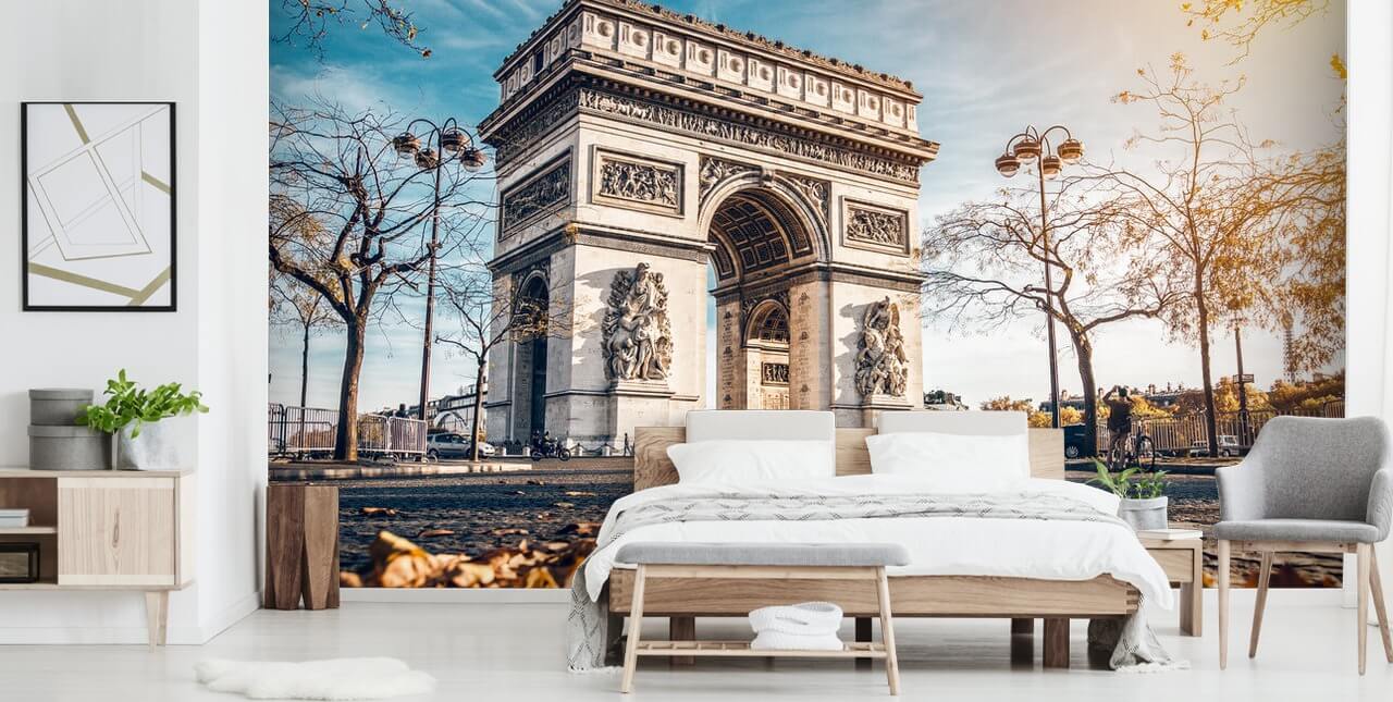 Arc de Triomphe op een zonnige dag behang Arc de Triomphe op een zonnige dag behang