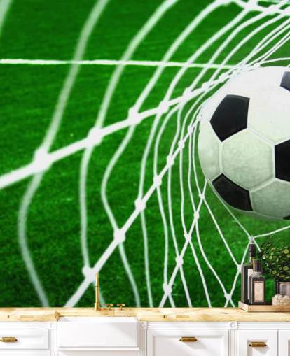 Fotboll i nätet Bakgrund väggmålning Fotboll i nätet Bakgrund väggmålning