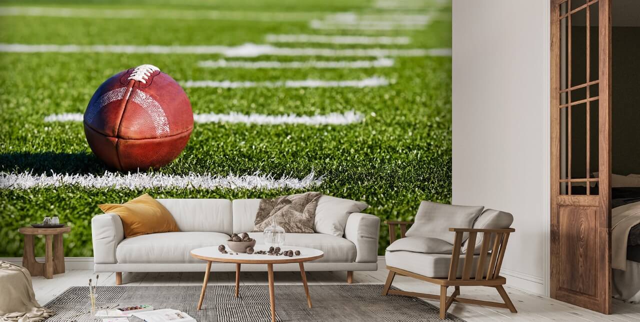 American football field with grass Wall Mural Wallpaper