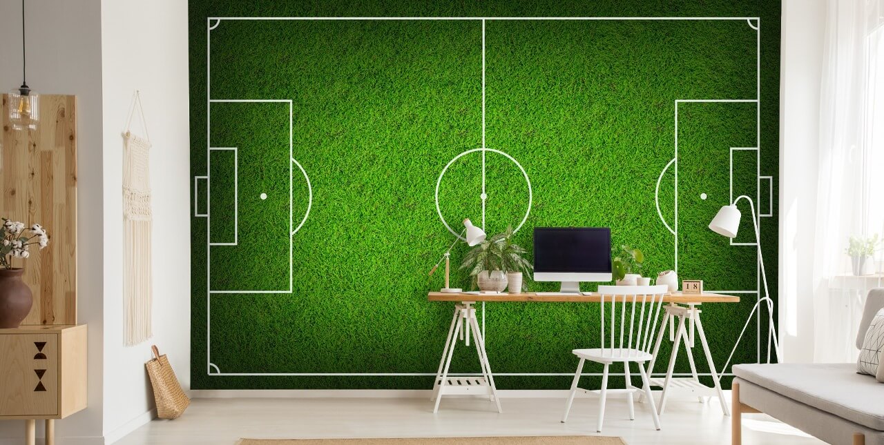 Textured Sky View Soccer Pitch Wallpaper