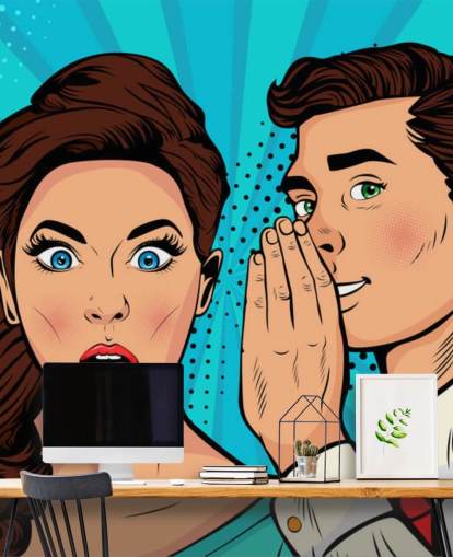 retro wallpaper of a man whispering into a shocked woman's ear retro wallpaper of a man whispering into a shocked woman's ear
