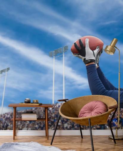 NFL Player Catching Ball med Crowd Bakteppe Bakgrunn NFL Player Catching Ball med Crowd Bakteppe Bakgrunn