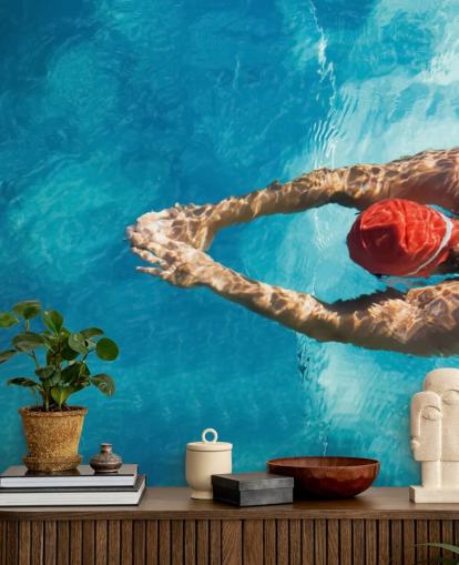 Vista aérea do papel de parede do nadador Vista aérea do papel de parede do nadador