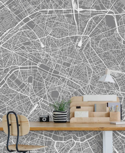 Grey and White Paris Map Wallpaper Grey and White Paris Map Wallpaper