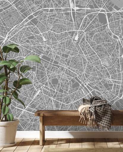Grey and White Paris Map Wallpaper Grey and White Paris Map Wallpaper
