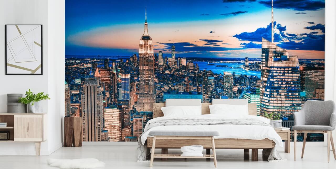 New York Rose Gold och blå nyanser Bakgrund