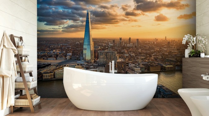 Shard Cityscape på Sunset Bakgrunn