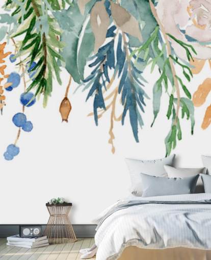 Korall och blå Hängande Blommor Blommig Bakgrund Korall och blå Hängande Blommor Blommig Bakgrund