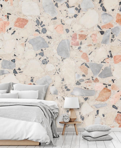 Pastell skyggelagt blå og rosa Terrazzo Bakgrunn Pastell skyggelagt blå og rosa Terrazzo Bakgrunn