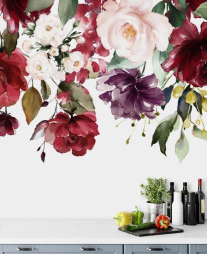kastanienbraune Blumentapete namens Flower Chandelier für Schlafzimmer, Wohn- und Esszimmer kastanienbraune Blumentapete namens Flower Chandelier für Schlafzimmer, Wohn- und Esszimmer