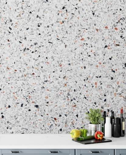 Speckled Grey and Black and Terracotta Terrazzo Wallpaper Speckled Grey and Black and Terracotta Terrazzo Wallpaper