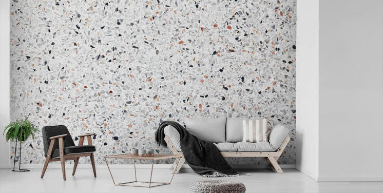 Spräcklig grå och svart och terrakotta Terrazzo Bakgrund
