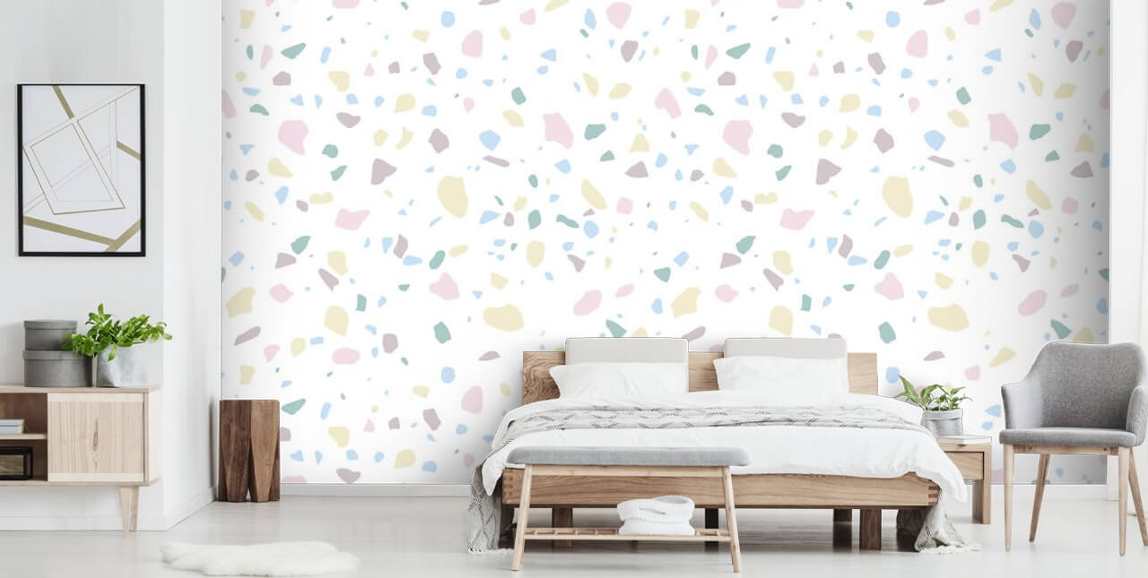 Light Blue and Pinks Terrazzo Wallpaper