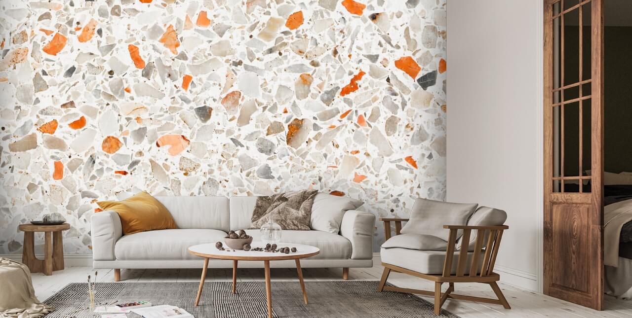 Bright terrazzo print removable wallpaper