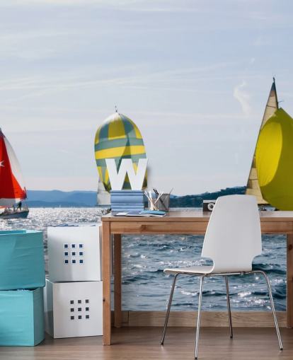 Papier Peint Yachts sur Sunny Lake Papier Peint Yachts sur Sunny Lake