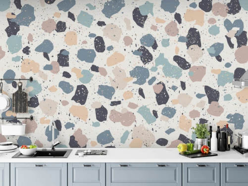 Pastell Rosa, Navy, Beige Terrazzo Bakgrunn