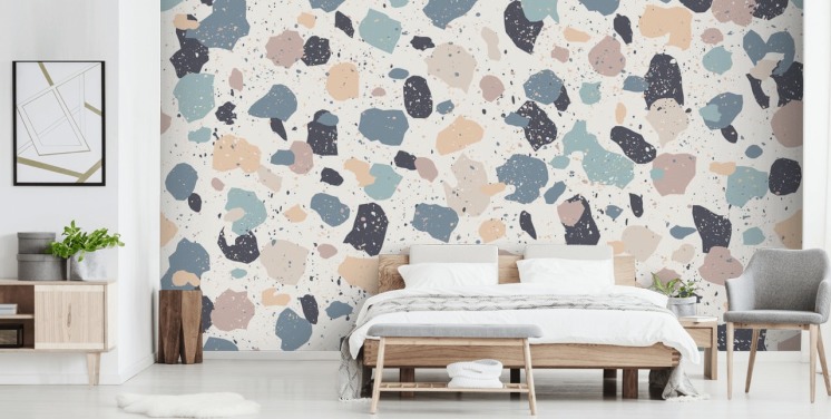 Pastell Rosa, Marinblå, Beige Terrazzo Bakgrund