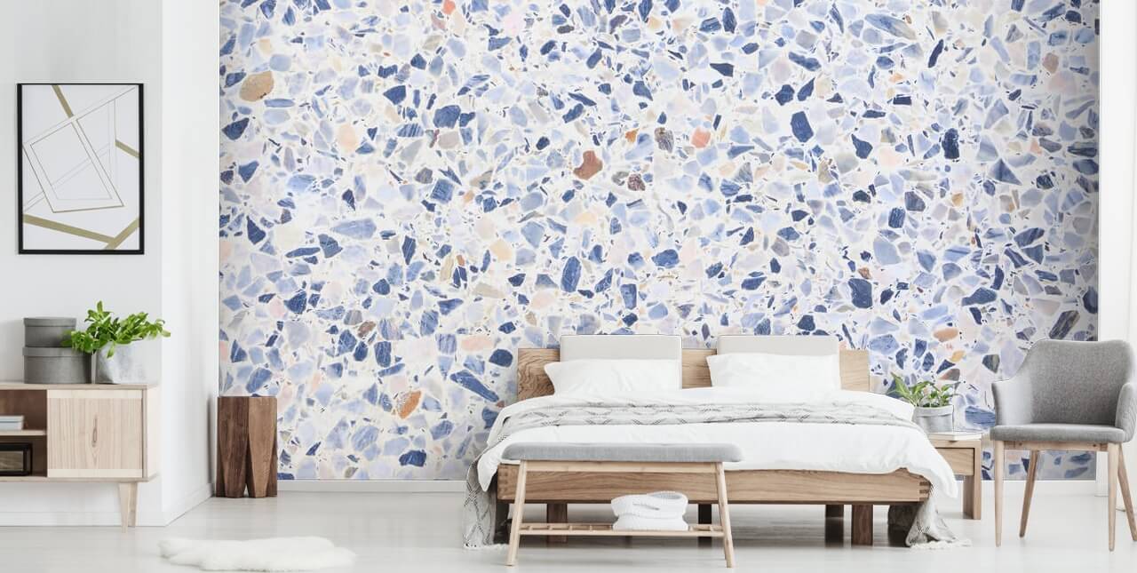 Blue Terrazzo and Speckles of Brown Wallpaper