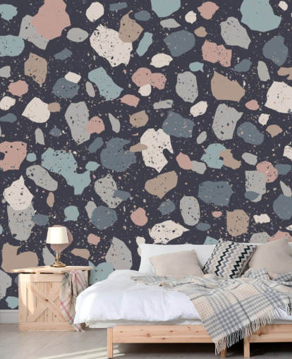 Mørke Blues og støvede Pinks Terrazzo Baggrund Mørke Blues og støvede Pinks Terrazzo Baggrund