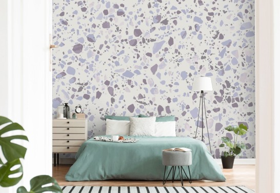 Lichtblauw Terrazzo behang