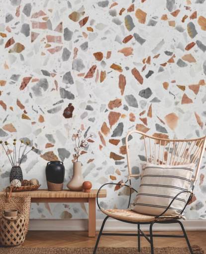 Pale Brown and Grey Terrazzo Wallpaper Pale Brown and Grey Terrazzo Wallpaper