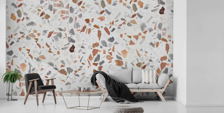 Hellbraune und graue Terrazzo-Tapete