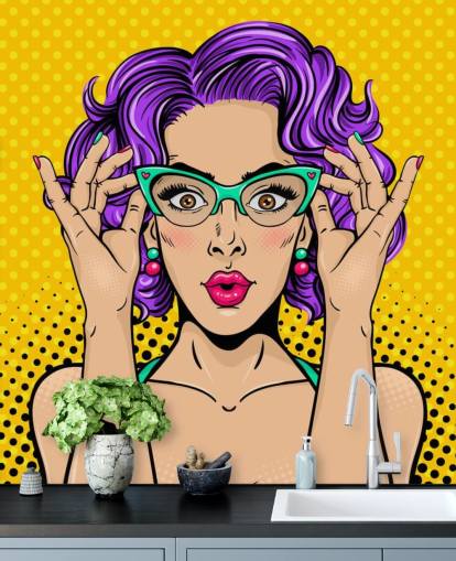 retro purple permed haired lady with 1950s glasses wallpaper retro purple permed haired lady with 1950s glasses wallpaper