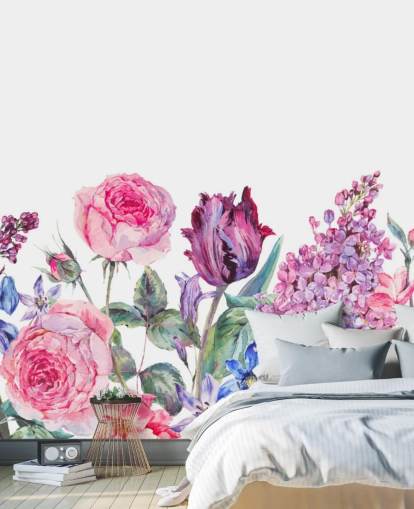 Papier peint de jolies fleurs violettes et roses Papier peint de jolies fleurs violettes et roses