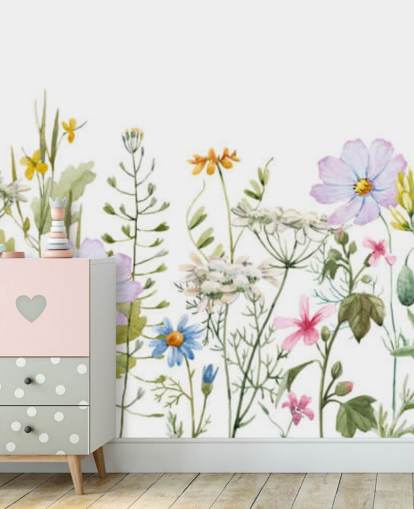 bright custom floral meadow wallpaper mural called Delicate Floral Meadow for bedrooms bright custom floral meadow wallpaper mural called Delicate Floral Meadow for bedrooms
