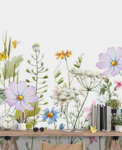 bright custom floral meadow wallpaper mural called Delicate Floral Meadow for bedrooms bright custom floral meadow wallpaper mural called Delicate Floral Meadow for bedrooms