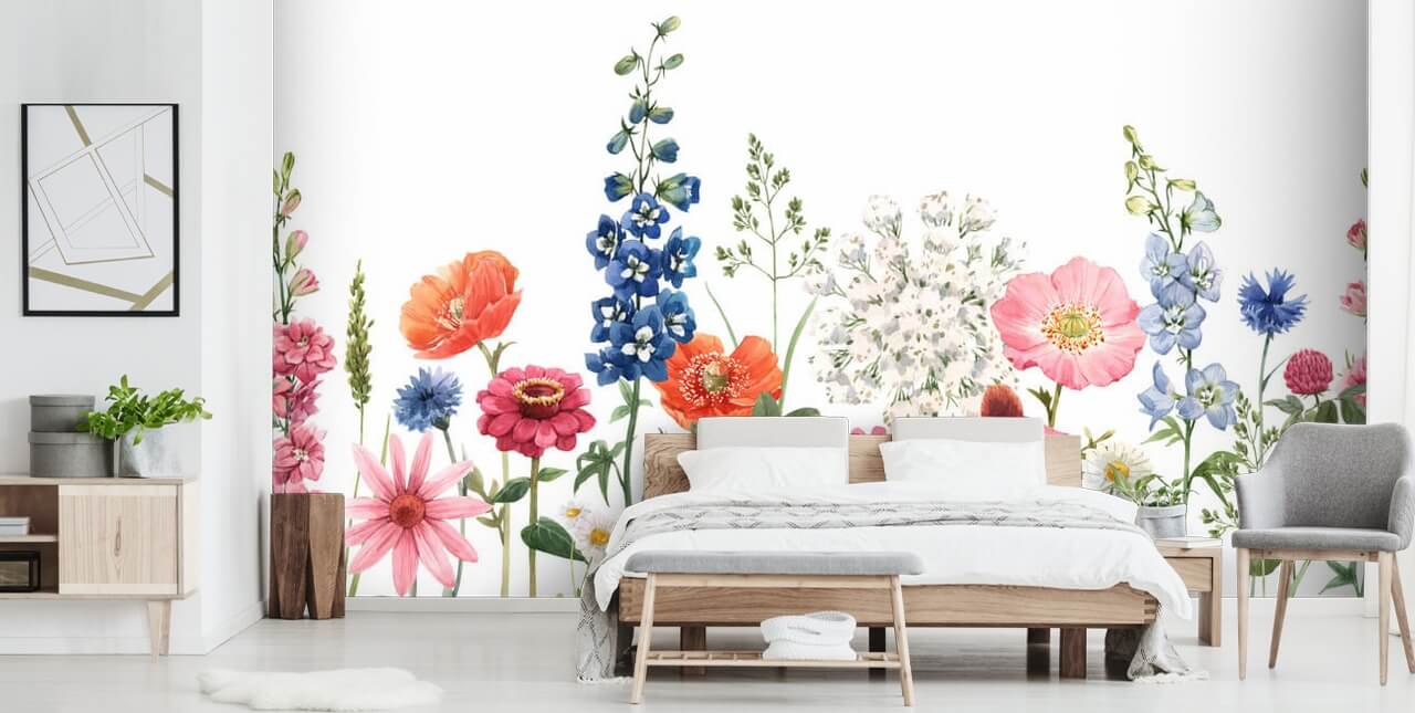 fargerike illustrert eng blomster tapet fargerike illustrert eng blomster tapet