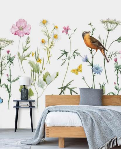 Carta da parati illustrata fiori Carta da parati illustrata fiori