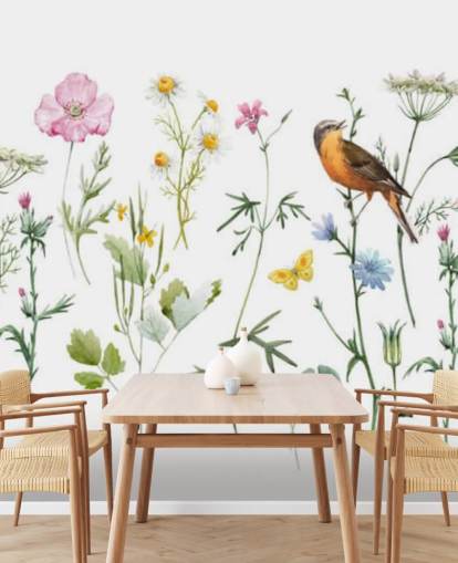 Illustrert Eng Blomster Bakgrunn Illustrert Eng Blomster Bakgrunn