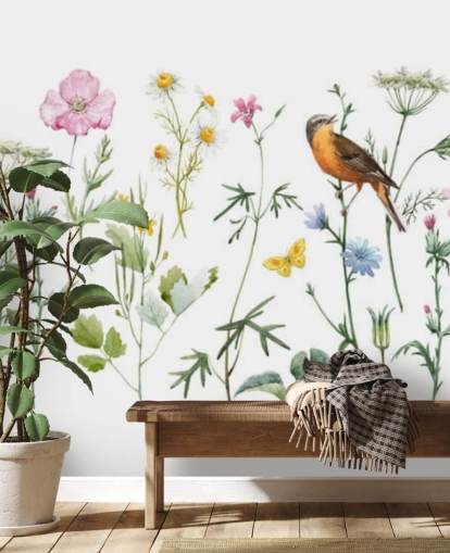 Illustrated Meadow Flowers Wallpaper Illustrated Meadow Flowers Wallpaper