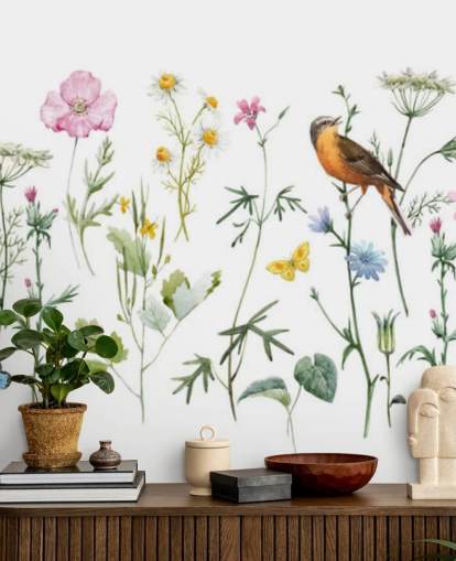 Illustreret Meadow Blomster Baggrund Illustreret Meadow Blomster Baggrund